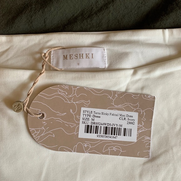 Meshki Tarna Slinky Fishtail Maxi Dress - Ivory - Size Medium - Picture 5 of 7